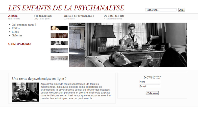 Création du site web Les enfants de la psychanalyse